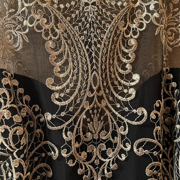 Marchesa Notte Black & Gold Filagree Crinoline Mini Dress - Picture 5 of 9
